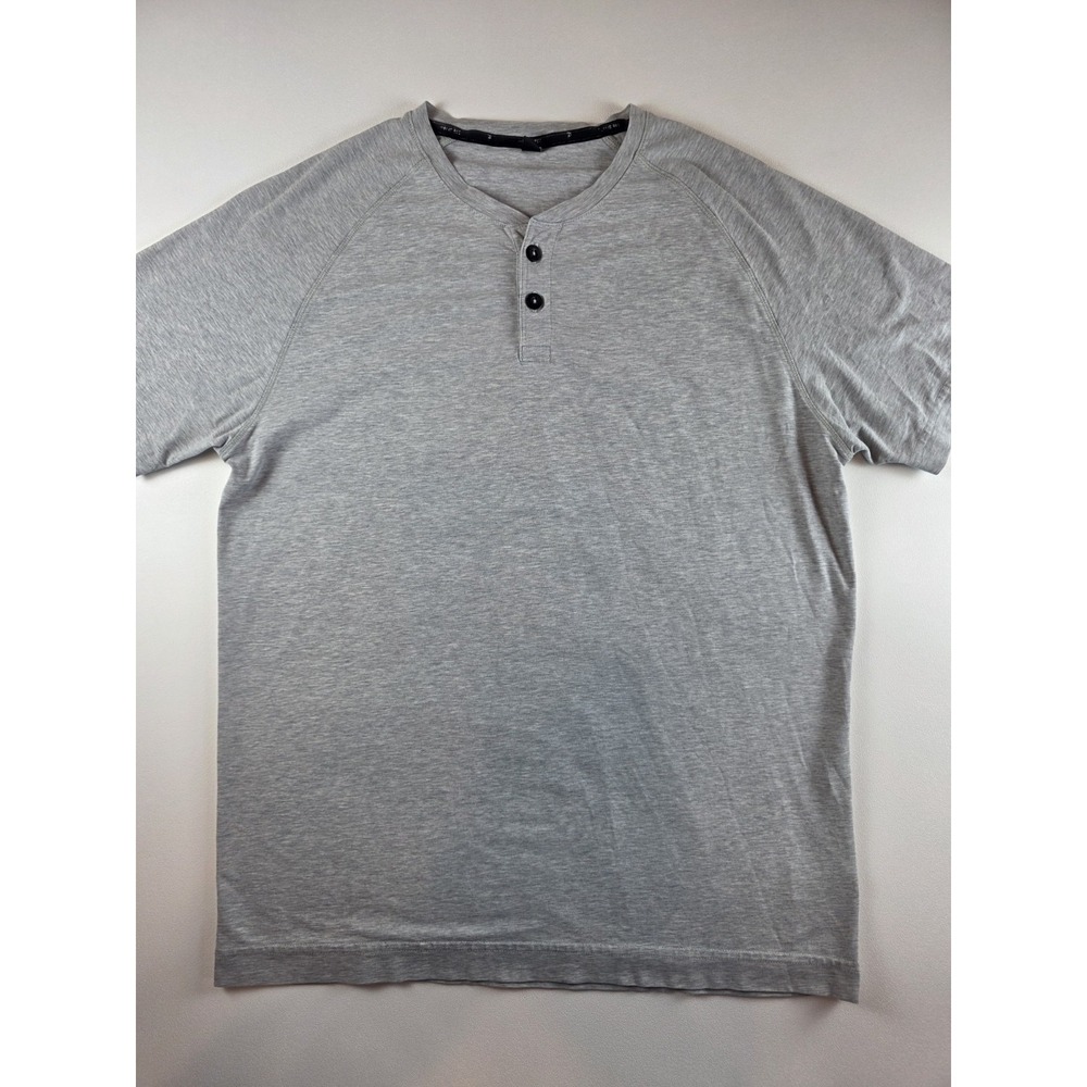 Public Rec Men's Go-to Henley Tee Gray Stretch Short Sleeve Shirt Sz M